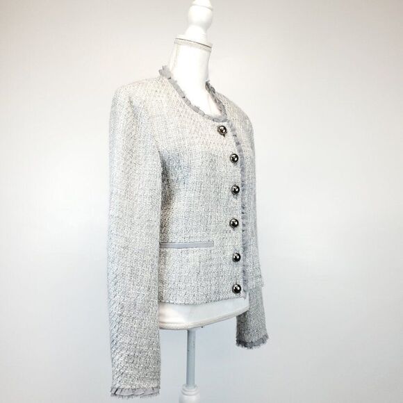 mac & jac Lightweight Business Casual Ruffled Trim Tweed Blazer Women's Large - Picture 5 of 10